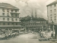 Draškovićeva ulica - Trg burze 1930. godine. Polaganje pruge